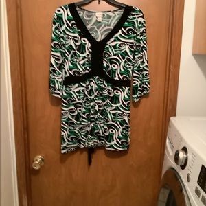 Venezia green & Black paisley blouse